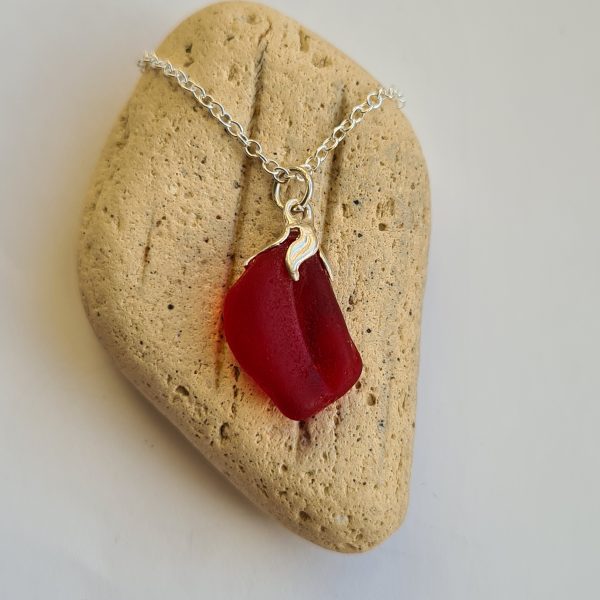 red sea glass necklace