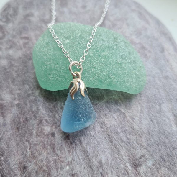 sky blue sea glass necklace