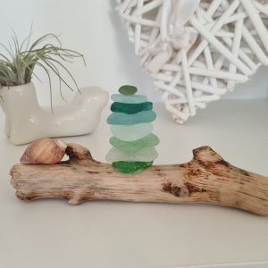 Sea glass on driftwood